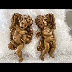 Pair Cherub Gold Angels